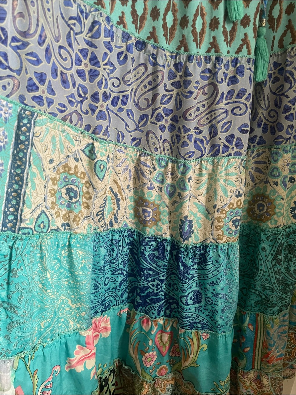 Boho Cottagecore Patchwork Maxi Skirt Size Medium Festival Indie - Picture 6 of 9